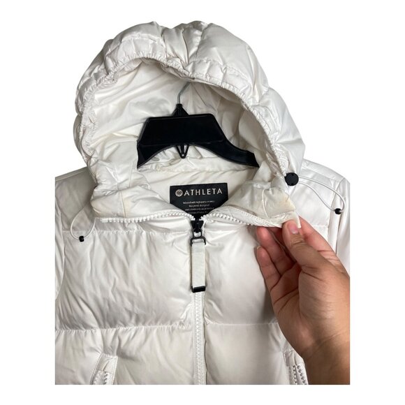 Athleta XXS Snow Goose Down Jacket white puffer hike wear full zip - Picture 3 of 7